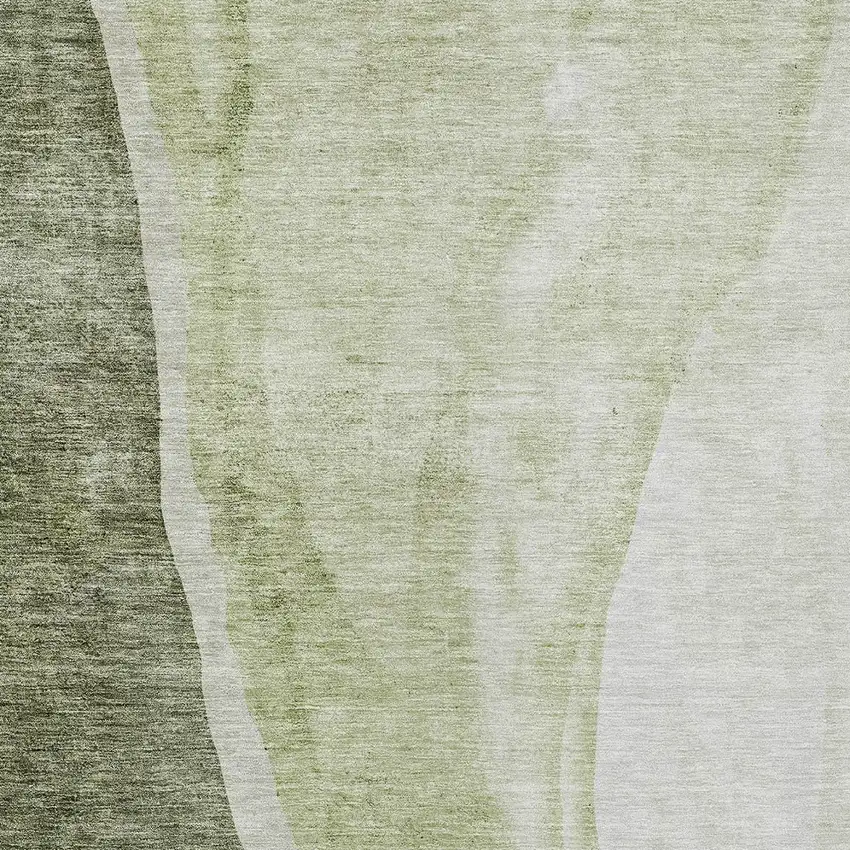 Olive Green And Beige Abstract Washable Indoor Outdoor Area Rug Photo 6