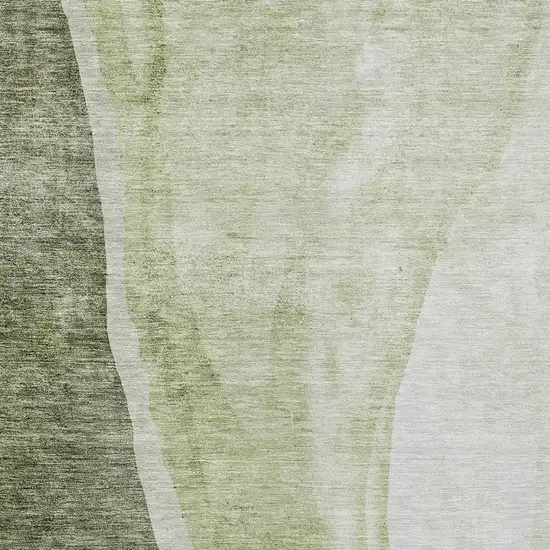 Olive Green And Beige Abstract Washable Indoor Outdoor Area Rug Photo 5