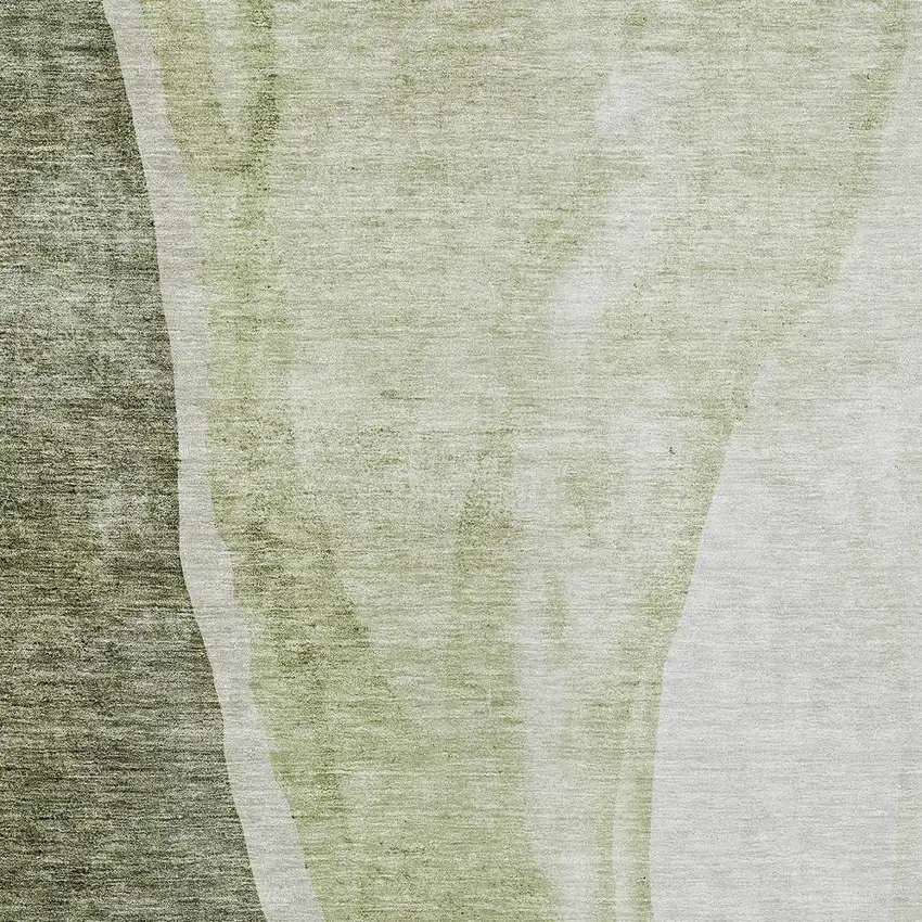 Olive Green And Beige Abstract Washable Indoor Outdoor Area Rug Photo 5