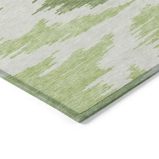Olive Green And Beige Abstract Washable Indoor Outdoor Area Rug Photo 3
