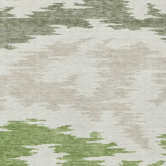 Olive Green And Beige Abstract Washable Indoor Outdoor Area Rug Photo 4