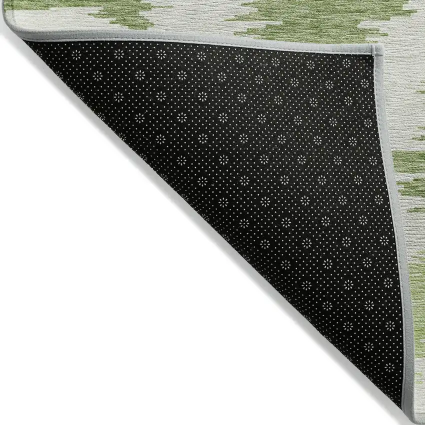 Olive Green And Beige Abstract Washable Indoor Outdoor Area Rug Photo 2