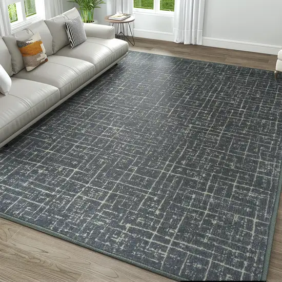 Olive Green And Beige Crosshatch Area Rug Photo 8