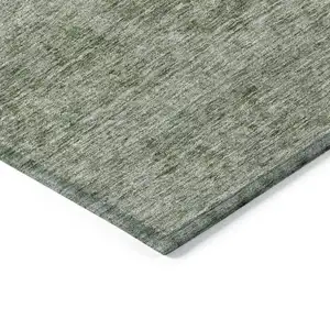 Photo of Olive Green And Beige Floral Washable Indoor Outdoor Area Rug