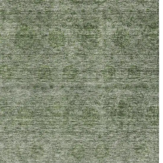Olive Green And Beige Floral Washable Indoor Outdoor Area Rug Photo 6