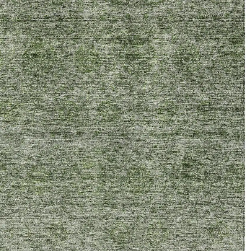 Olive Green And Beige Floral Washable Indoor Outdoor Area Rug Photo 6