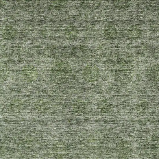 Olive Green And Beige Floral Washable Indoor Outdoor Area Rug Photo 6