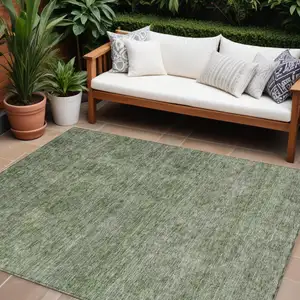 Photo of Olive Green And Beige Floral Washable Indoor Outdoor Area Rug