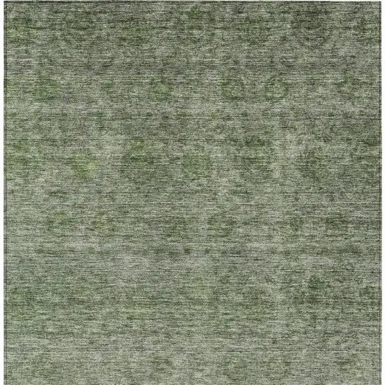 Olive Green And Beige Floral Washable Indoor Outdoor Area Rug Photo 6
