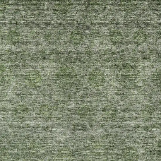 Olive Green And Beige Floral Washable Indoor Outdoor Area Rug Photo 6