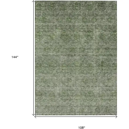 Olive Green And Beige Floral Washable Indoor Outdoor Area Rug Photo 3