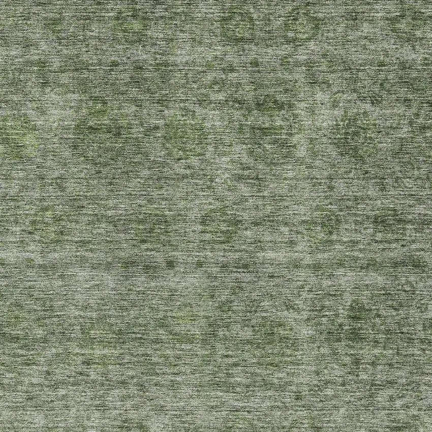 Olive Green And Beige Floral Washable Indoor Outdoor Area Rug Photo 6