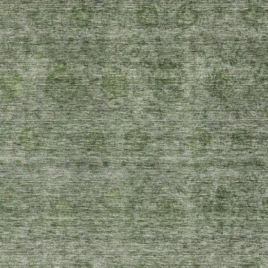 Olive Green And Beige Floral Washable Indoor Outdoor Area Rug Photo 6