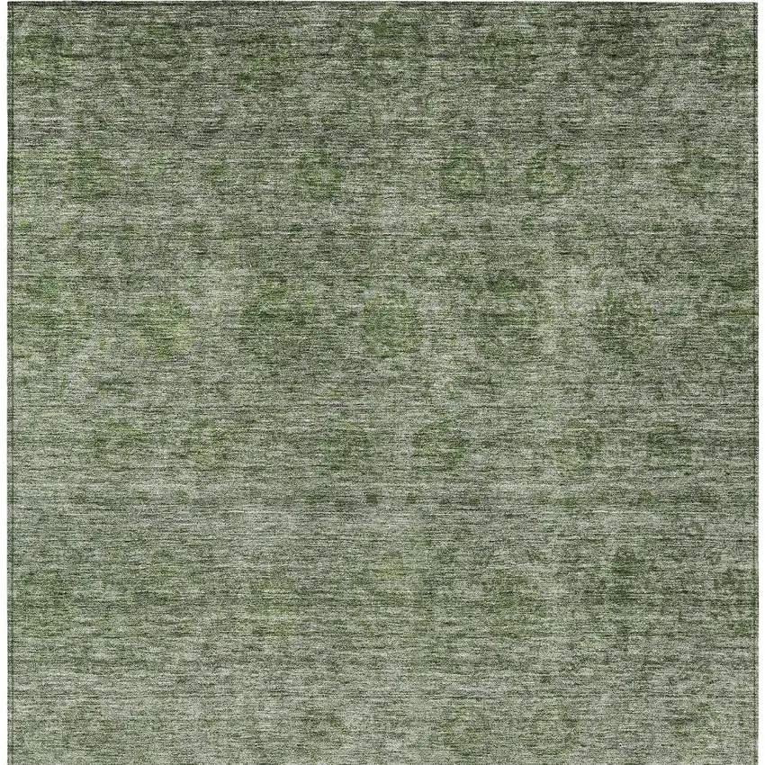 Olive Green And Beige Floral Washable Indoor Outdoor Area Rug Photo 7