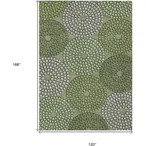 Photo of Olive Green And Beige Geometric Washable Indoor Outdoor Area Rug