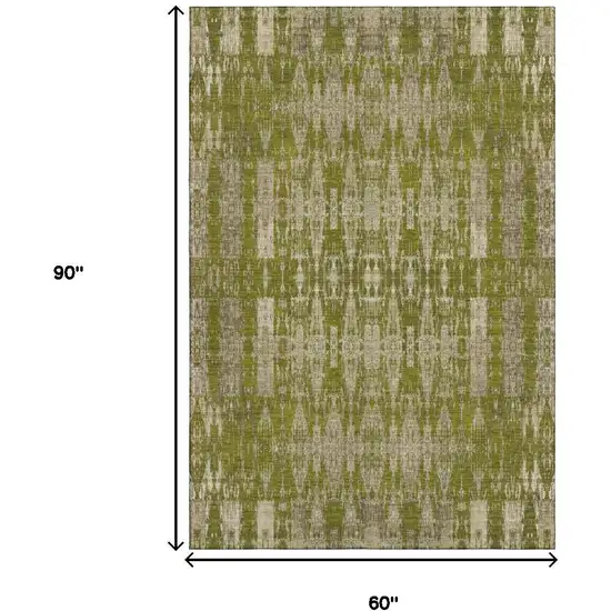 Olive Green And Beige Moroccan Washable Area Rug With UV Protection Photo 9