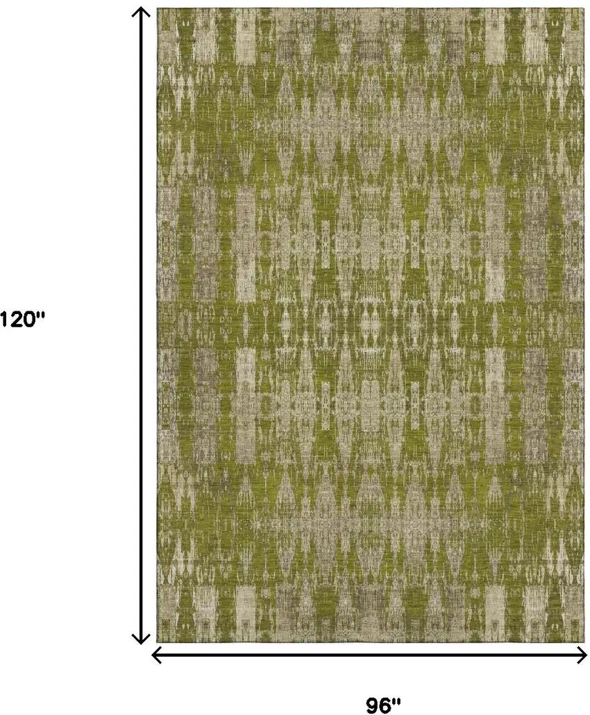 Olive Green And Beige Moroccan Washable Area Rug With UV Protection Photo 9