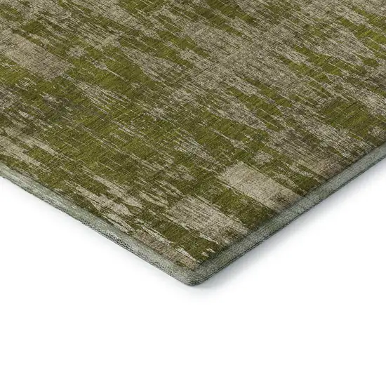 Olive Green And Beige Moroccan Washable Area Rug With UV Protection Photo 6
