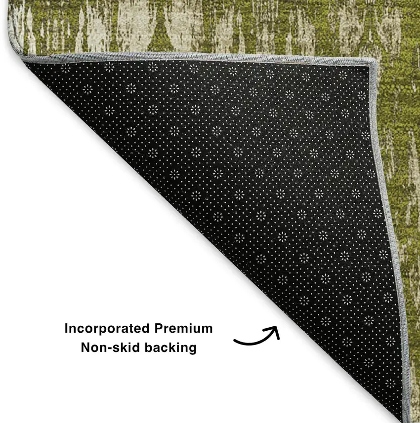 Olive Green And Beige Moroccan Washable Area Rug With UV Protection Photo 5