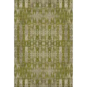 Photo of Olive Green And Beige Moroccan Washable Area Rug With UV Protection