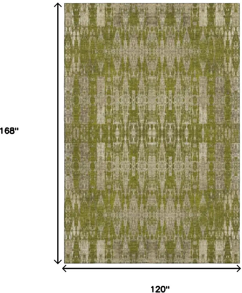 Olive Green And Beige Moroccan Washable Area Rug With UV Protection Photo 9
