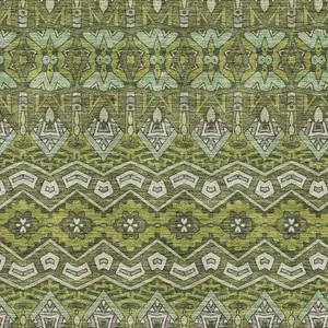 Photo of Olive Green And Beige Moroccan Washable Area Rug With UV Protection