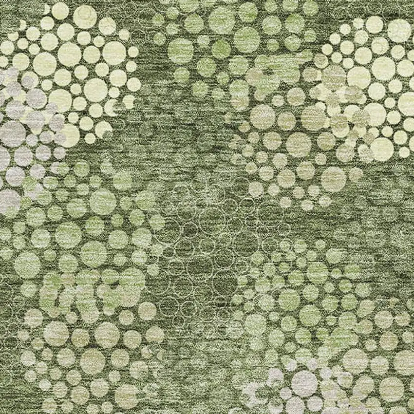 Olive Green And Beige Polka Dot Washable Area Rug With UV Protection Photo 3