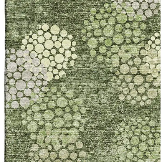 Olive Green And Beige Polka Dot Washable Area Rug With UV Protection Photo 3