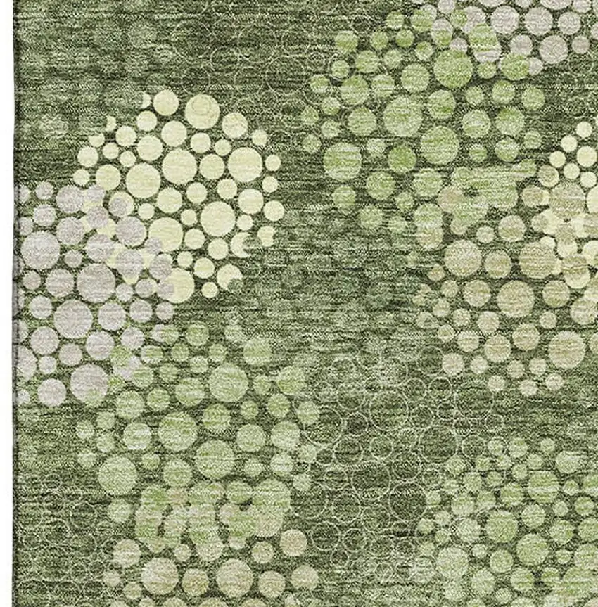 Olive Green And Beige Polka Dot Washable Area Rug With UV Protection Photo 3