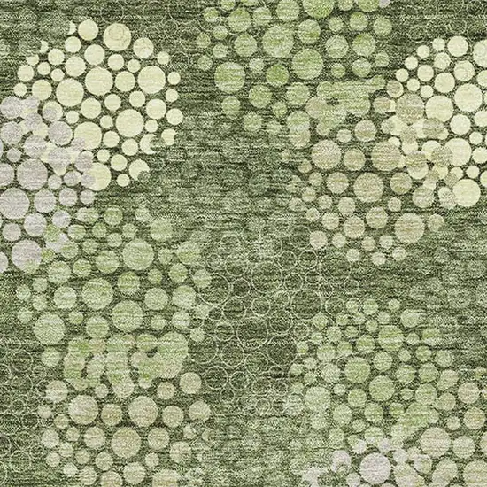 Olive Green And Beige Polka Dot Washable Area Rug With UV Protection Photo 3
