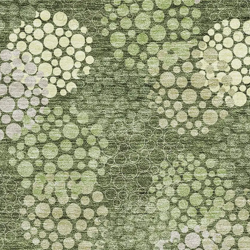 Olive Green And Beige Polka Dot Washable Area Rug With UV Protection Photo 3