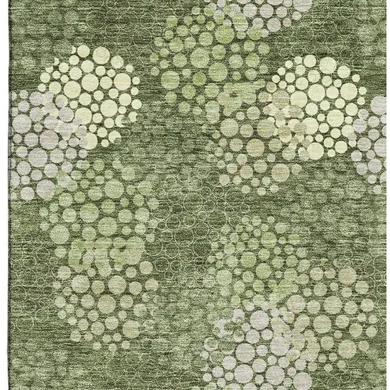 Olive Green And Beige Polka Dot Washable Area Rug With UV Protection Photo 4
