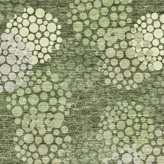 Olive Green And Beige Polka Dot Washable Area Rug With UV Protection Photo 3
