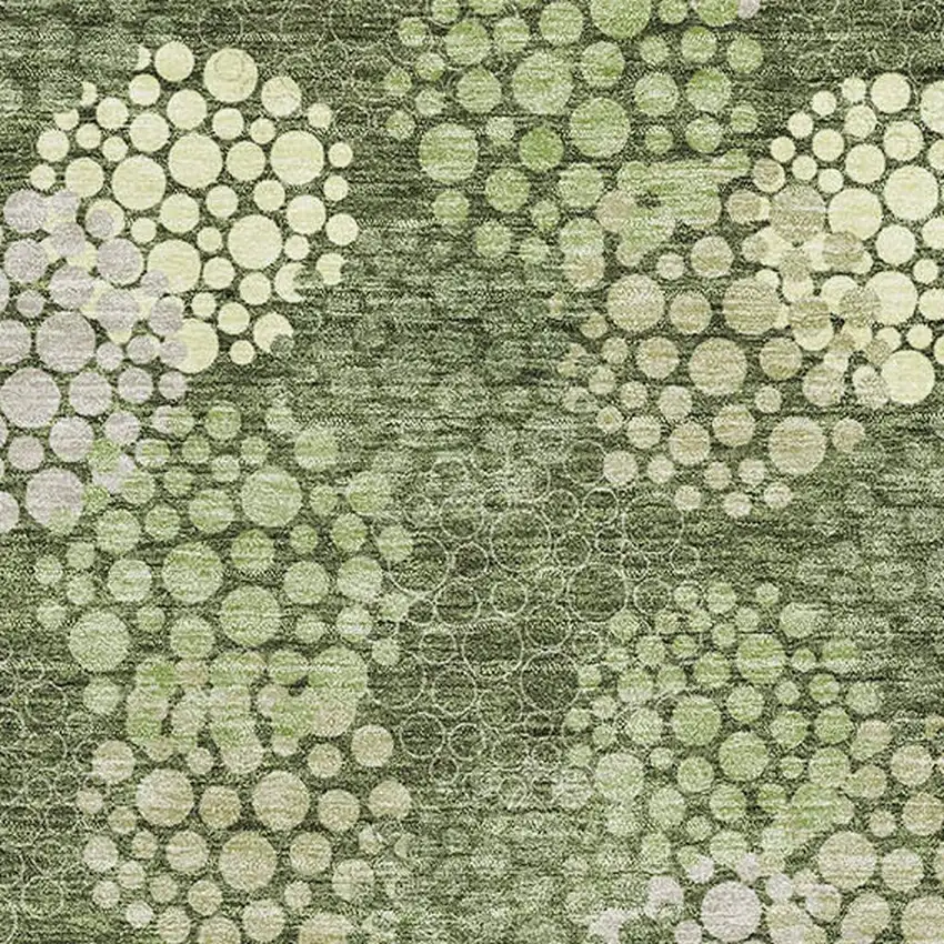 Olive Green And Beige Polka Dot Washable Area Rug With UV Protection Photo 3