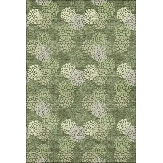 Olive Green And Beige Polka Dot Washable Area Rug With UV Protection Photo 4