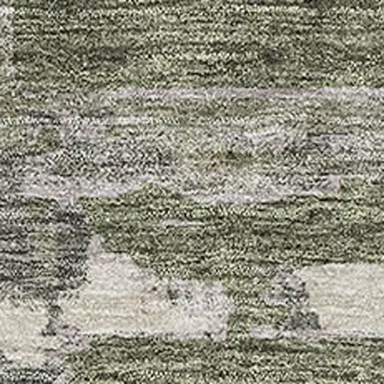Olive Green And Beige Striped Washable Area Rug With UV Protection Photo 3