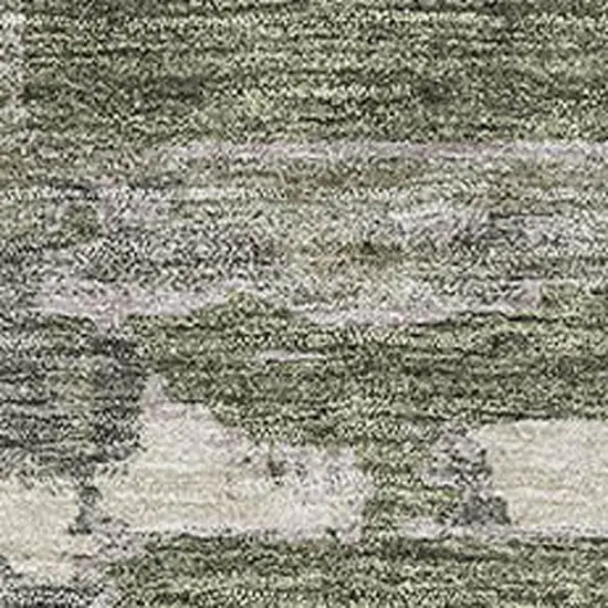 Olive Green And Beige Striped Washable Area Rug With UV Protection Photo 3