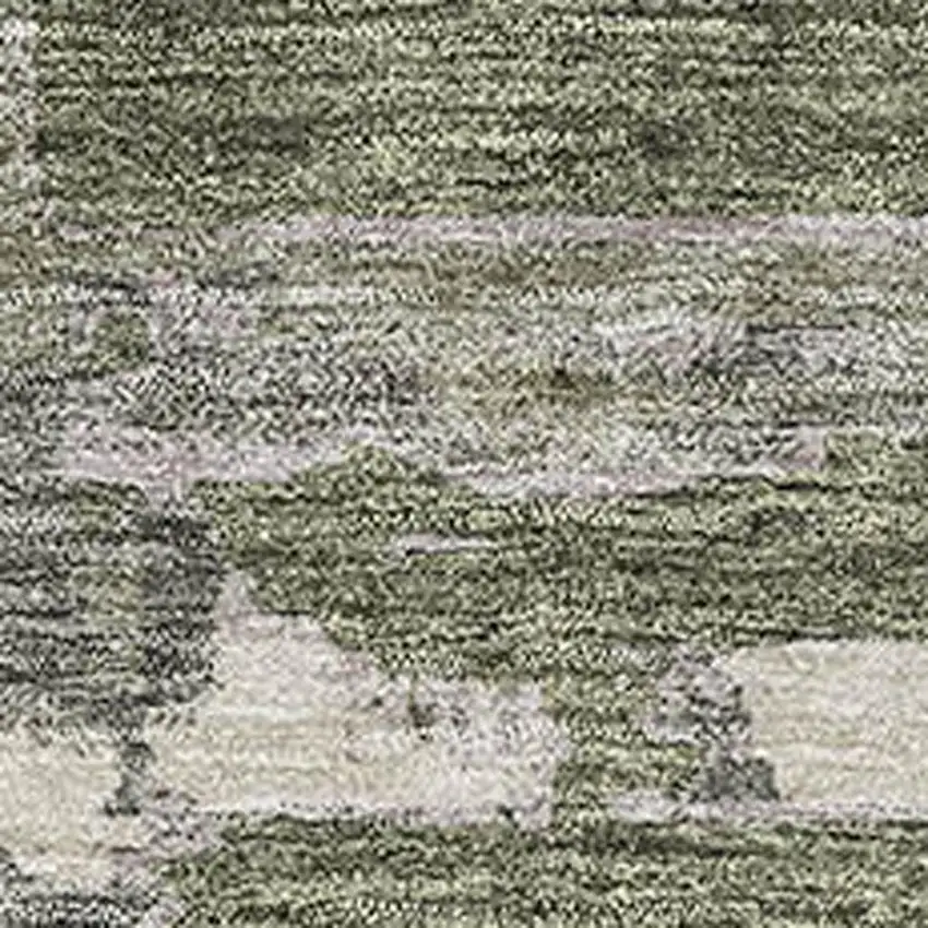 Olive Green And Beige Striped Washable Area Rug With UV Protection Photo 3