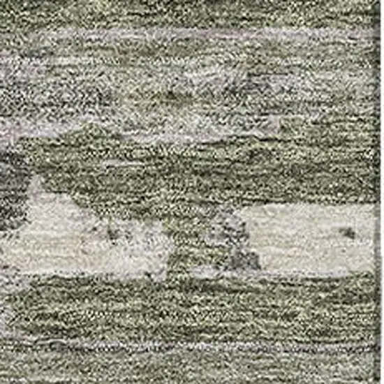 Olive Green And Beige Striped Washable Area Rug With UV Protection Photo 3