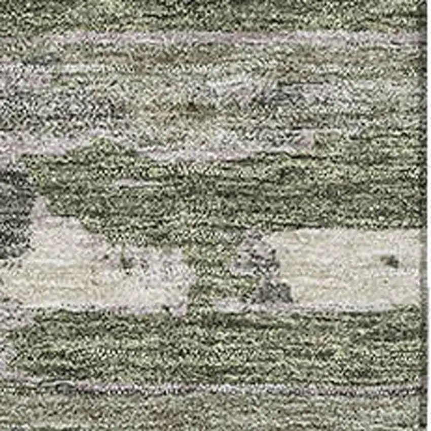 Olive Green And Beige Striped Washable Area Rug With UV Protection Photo 3
