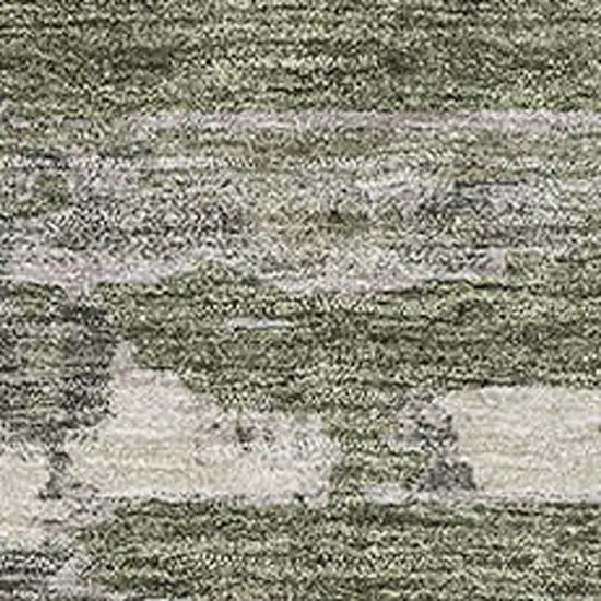 Olive Green And Beige Striped Washable Area Rug With UV Protection Photo 3