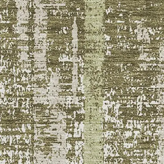 Olive Green And Beige Striped Washable Area Rug With UV Protection Photo 4