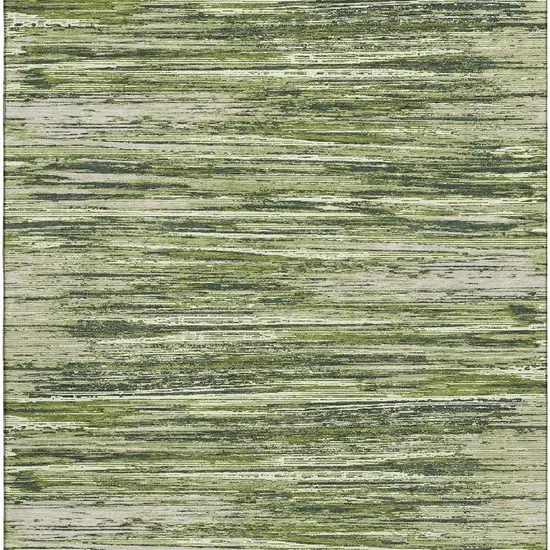 Olive Green And Beige Striped Washable Area Rug With UV Protection Photo 4