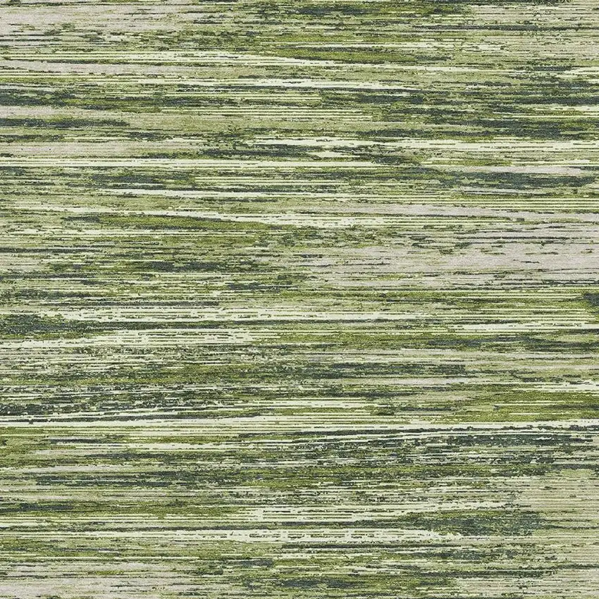 Olive Green And Beige Striped Washable Area Rug With UV Protection Photo 3