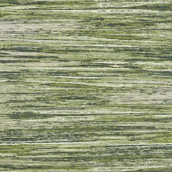 Olive Green And Beige Striped Washable Area Rug With UV Protection Photo 3