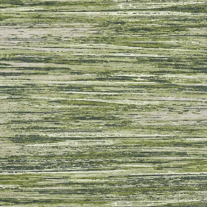 Olive Green And Beige Striped Washable Area Rug With UV Protection Photo 3