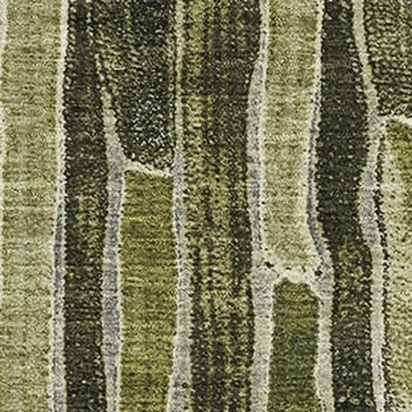 Olive Green And Beige Striped Washable Area Rug With UV Protection Photo 2