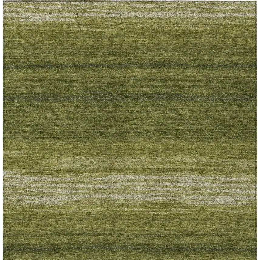 Olive Green And Beige Striped Washable Indoor Outdoor Area Rug Photo 7
