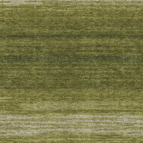 Olive Green And Beige Striped Washable Indoor Outdoor Area Rug Photo 6