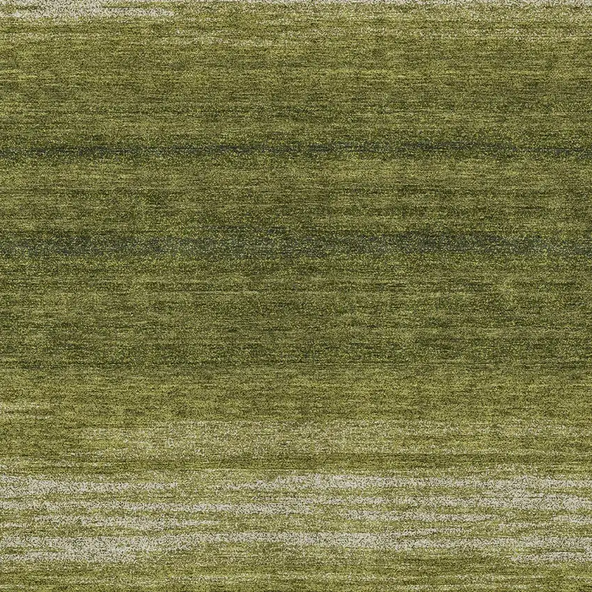 Olive Green And Beige Striped Washable Indoor Outdoor Area Rug Photo 6